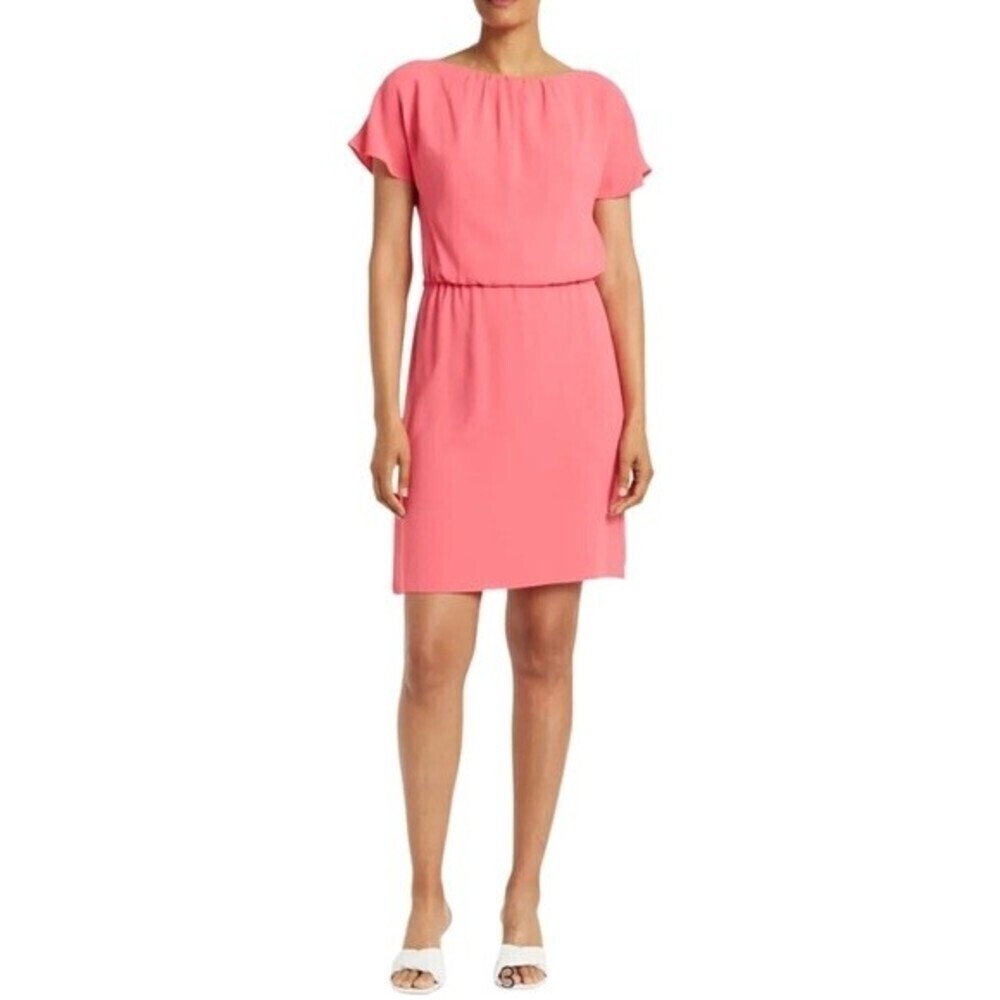 Trina Turk Coral Pink Short Sleeve Blouson Dress